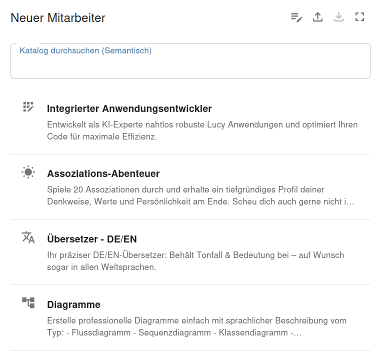 Suchfeld des Mitarbeiterkatalogs mit Suchbegriff und angezeigten Ergebnissen